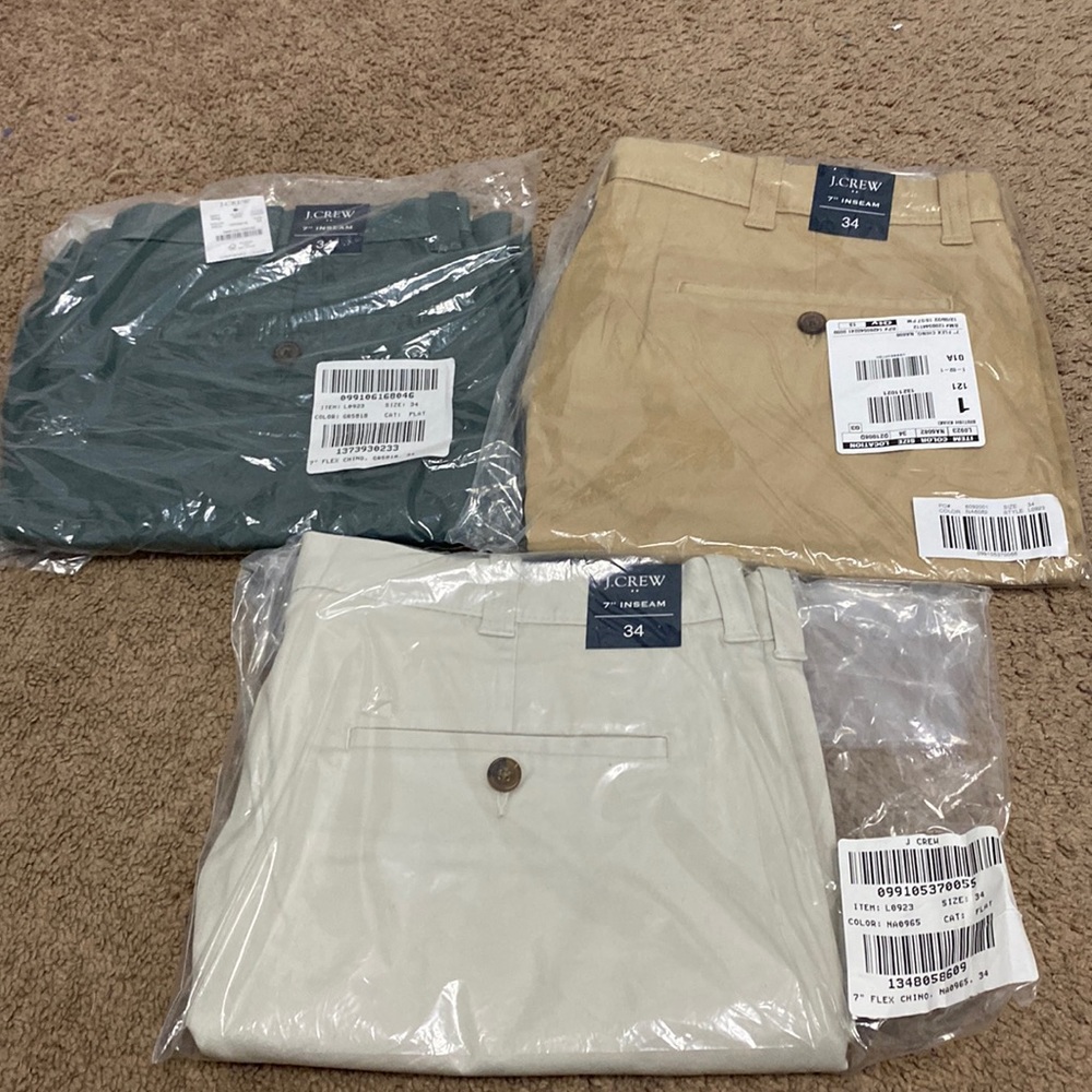 3 pairs of J Crew Men’s Flex chino shorts Waist 34